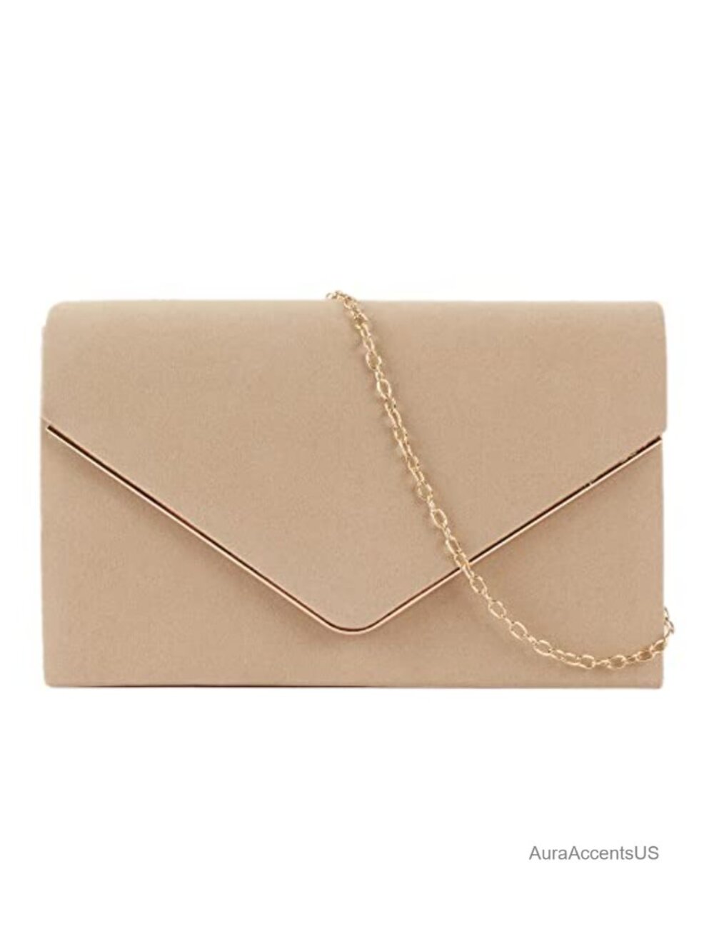 Suede Envelope Clutch with Detachable Chain Crossbody Handbag Party Prom